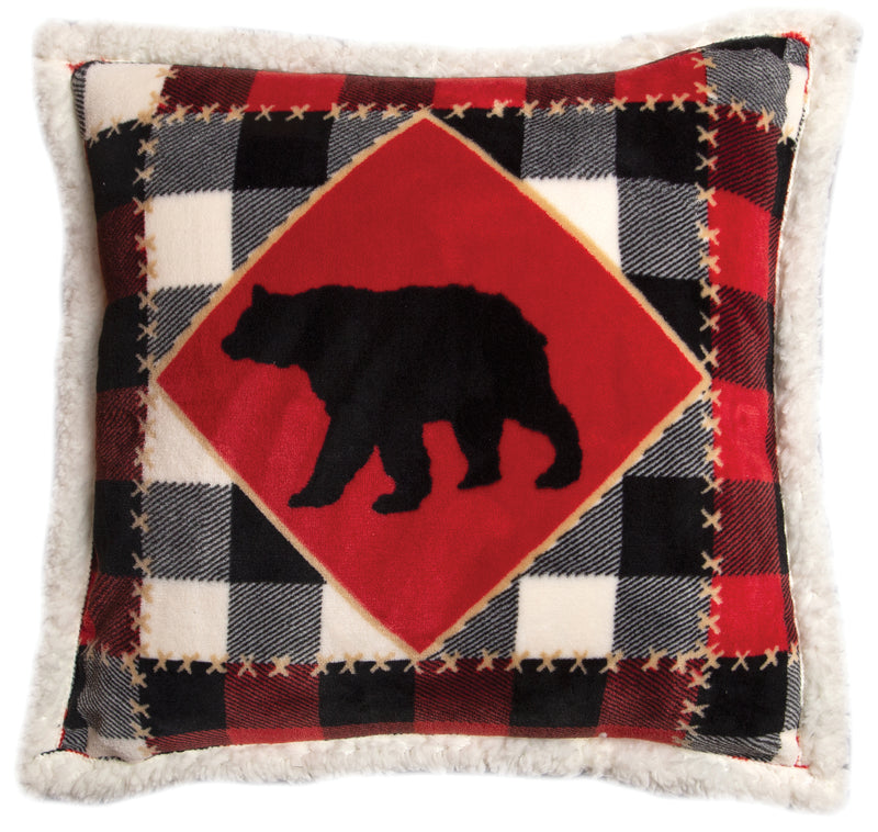 Lumberjack Bear Sherpa Throw Pillow