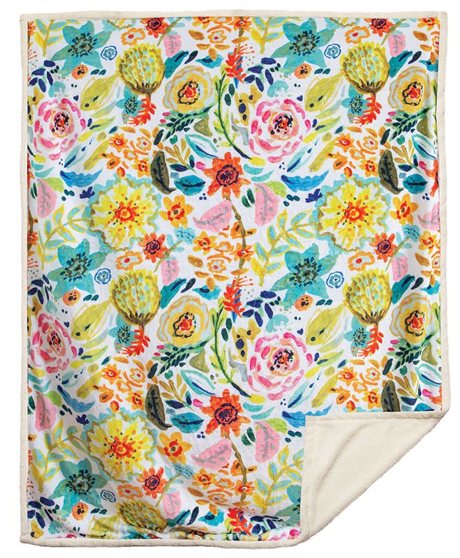 Field of Flowers Sherpa Throw Blanket