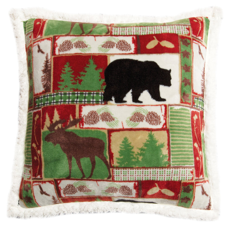 Vintage Holiday Sherpa Throw Pillow