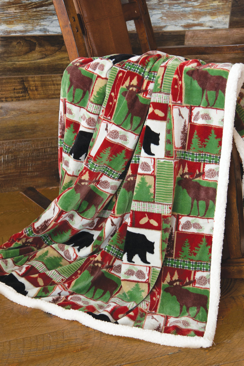 Vintage Holiday Sherpa Throw Blanket