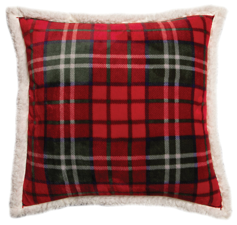 Holiday Plaid Sherpa Throw Pillow