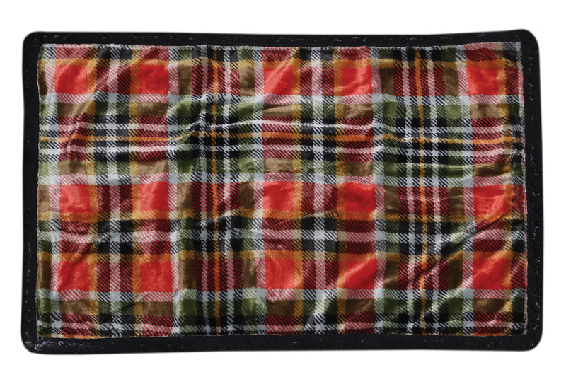 Rust and Sage Plaid Black Sherpa Dog Blanket
