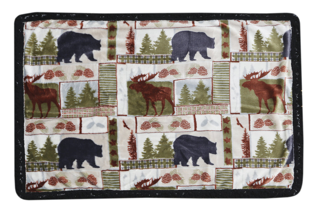 Vintage Lodge Dog Black Sherpa Blanket