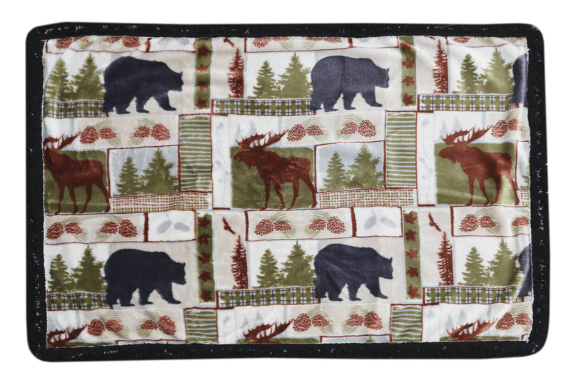 Vintage Lodge Dog Black Sherpa Blanket