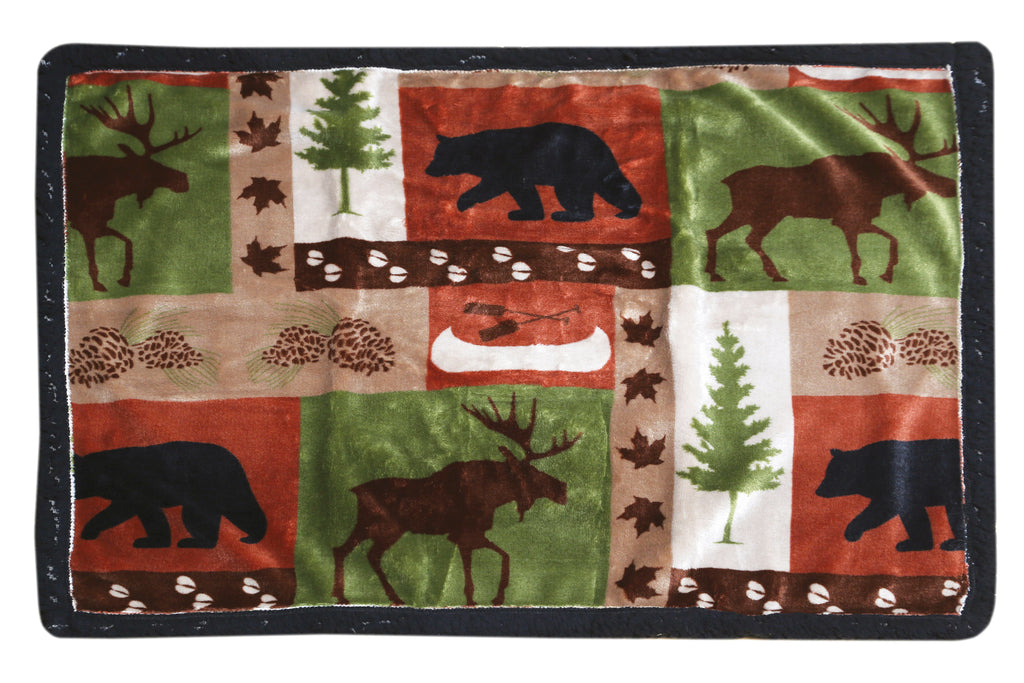 Patchwork Lodge Black Sherpa Dog Blanket