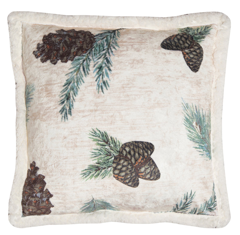 Pinecone Rustic Cabin Sherpa Throw Pillow