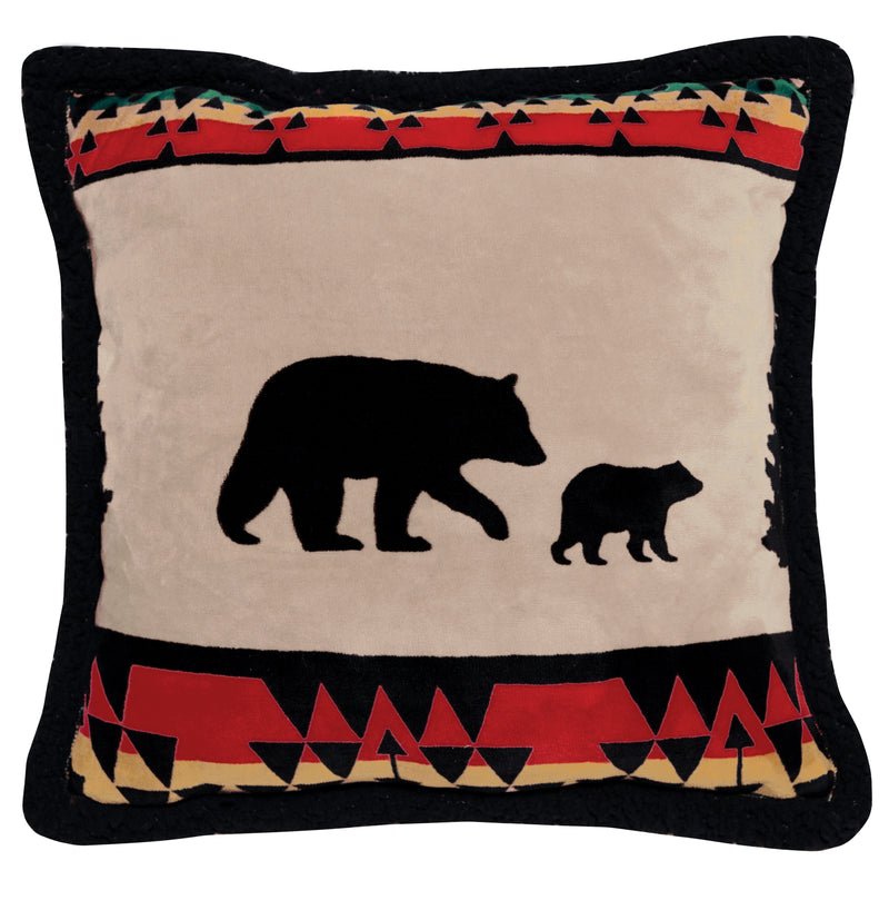Bear Trails Black Sherpa Rustic Cabin Throw