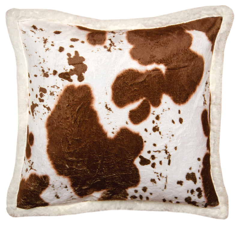 Hair on Hide Faux Cowhide Plush Sherpa Throw Pillow