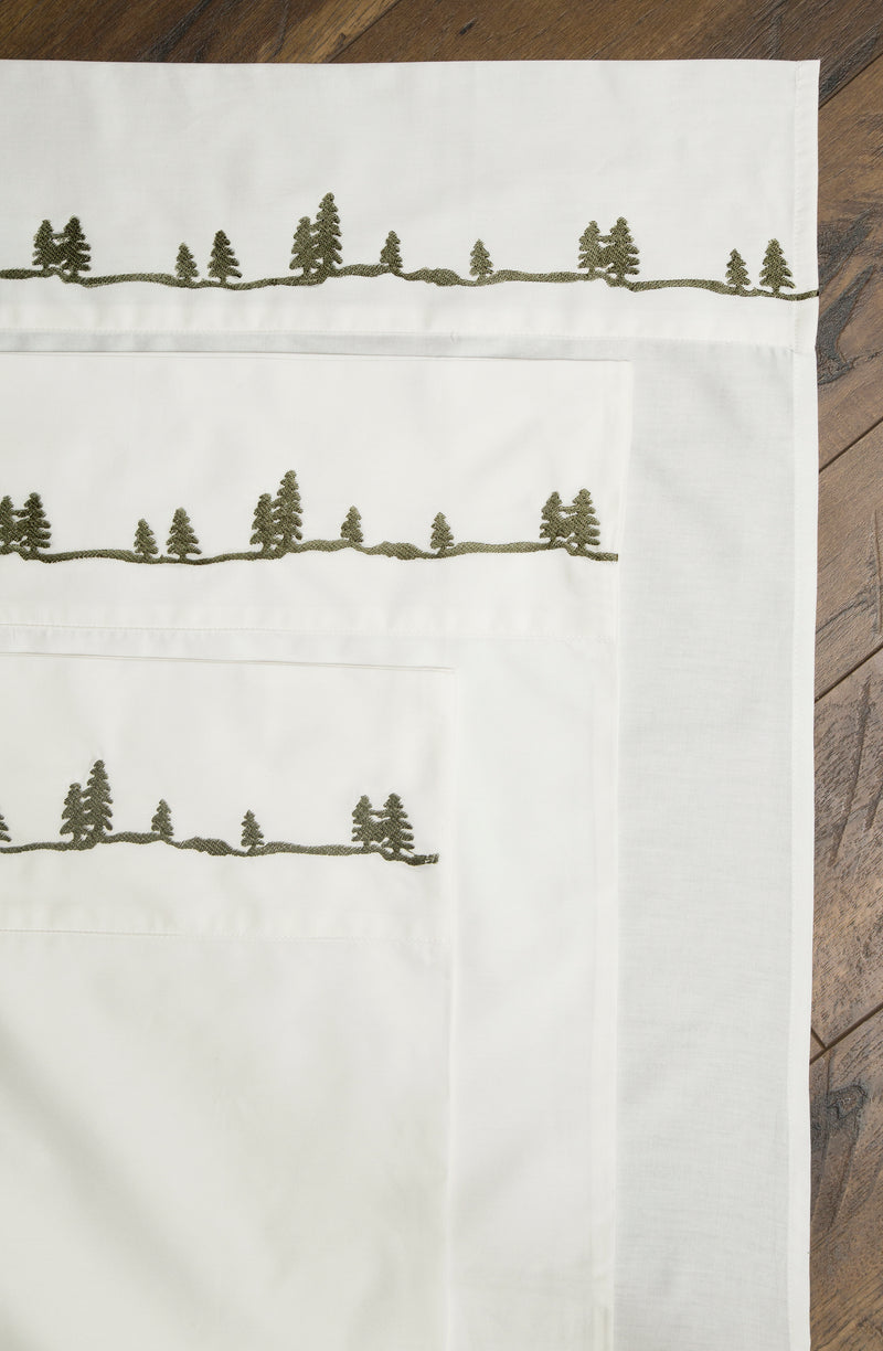 Embroidered Pines Sheet Set 100% Cotton