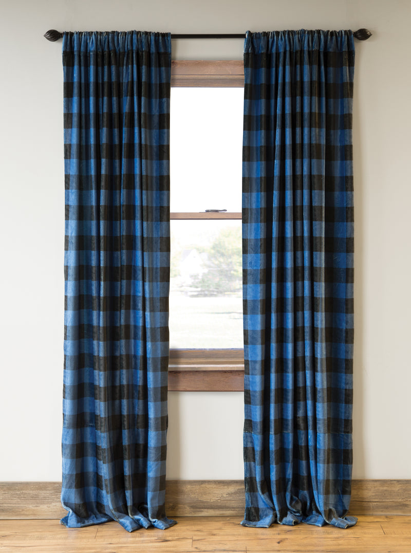 Wrangler Blue Lumberjack Buffalo Plaid Curtain Panels (Set of 2)