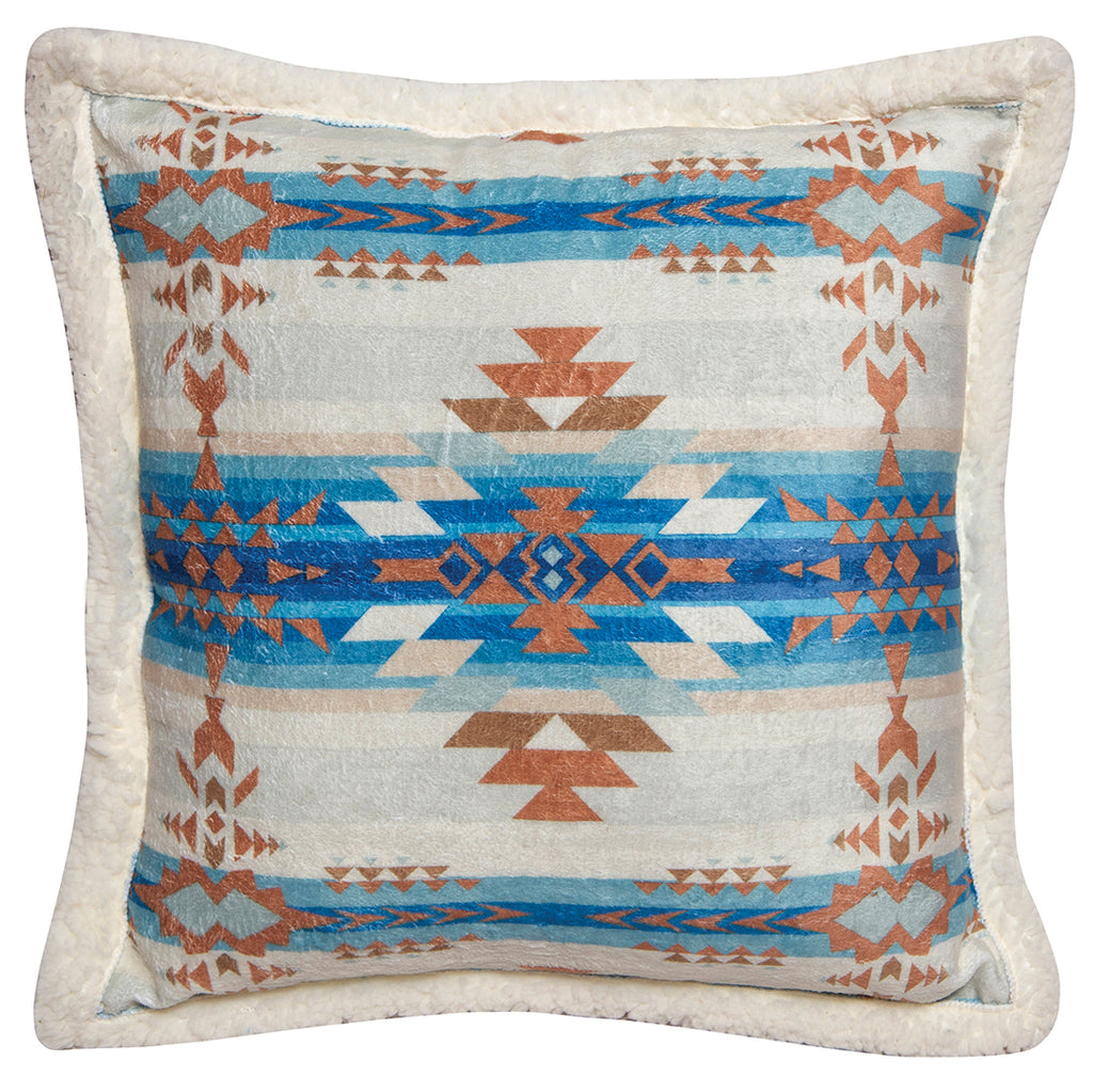 Wrangler Stack Rock Southwestern Sherpa Throw Pillow