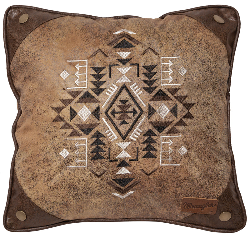 Wrangler Four Corners Faux Leather Throw Pillow
