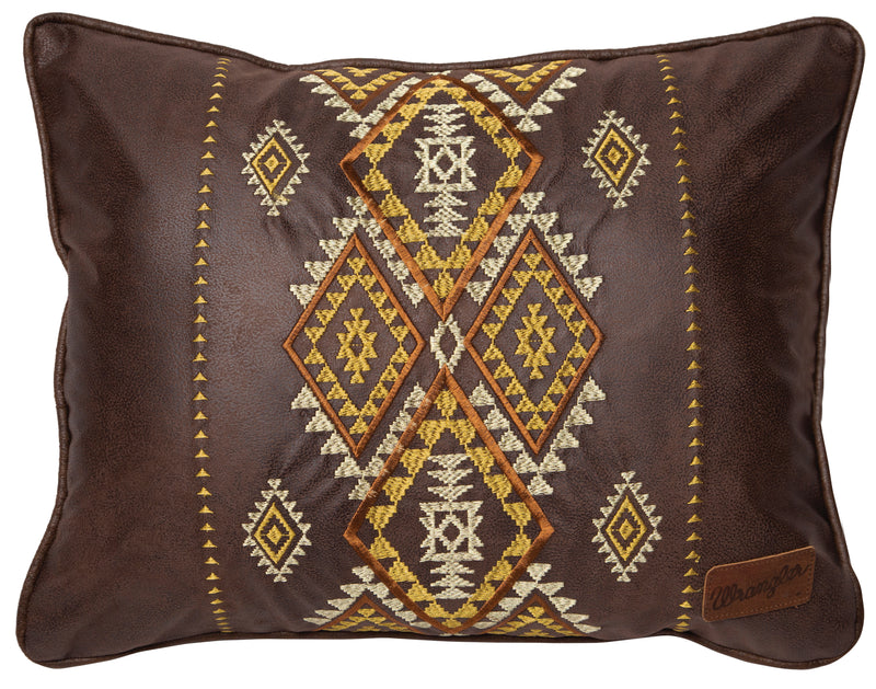 Diamond River Southwestern Faux Leather Throw Pillow