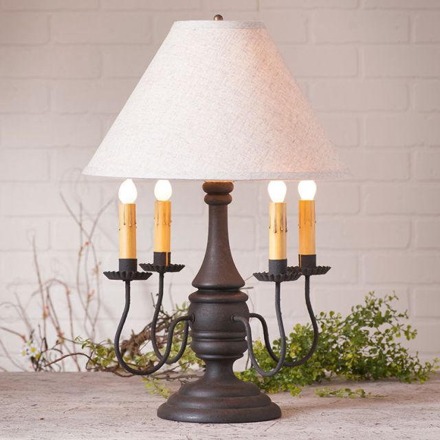 Jamestown Lamp in Hartford Black with Linen Ivory Shade