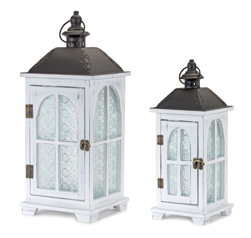 Wood and Metal Lanterns (Set of 2)