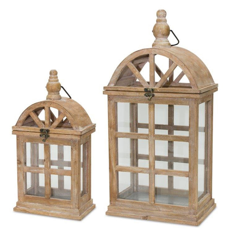 Natural Wood Lantern (Set of 2)