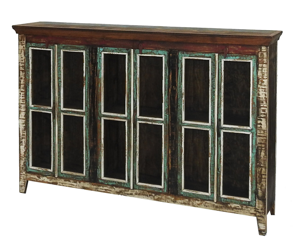Cabana Large Rustic Glass Cabinet Buffet