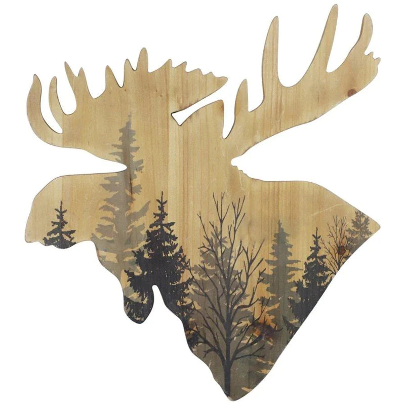 MOOSE HEAD FOREST CUT OUT RUSTIC WALL ART