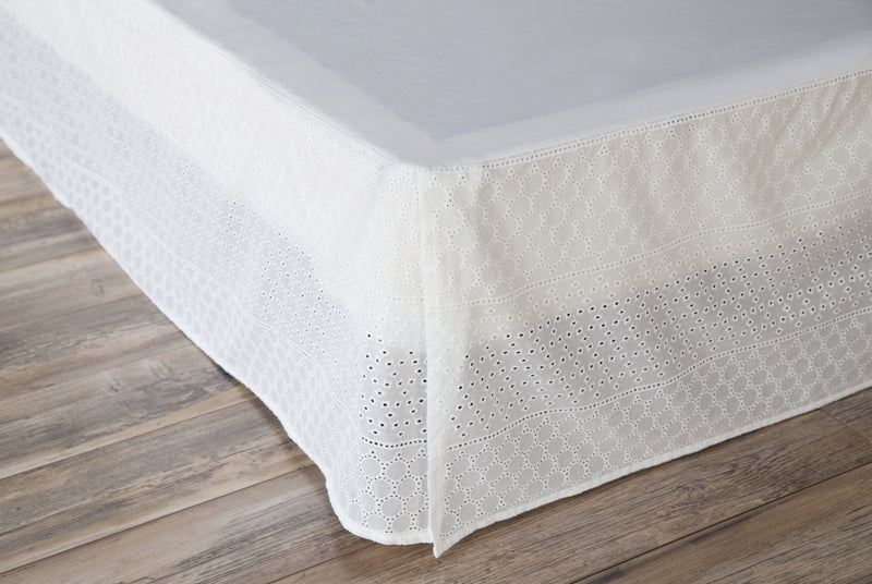 White Eyelet Lace Bed Skirt