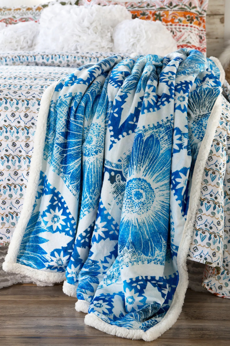 Chakra Blossom Sherpa Plush Throw