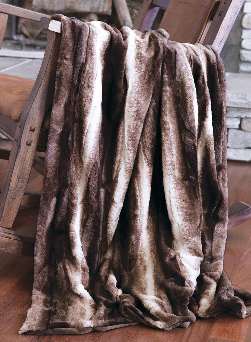 Brown Striped Chinchilla Faux Fur Throw