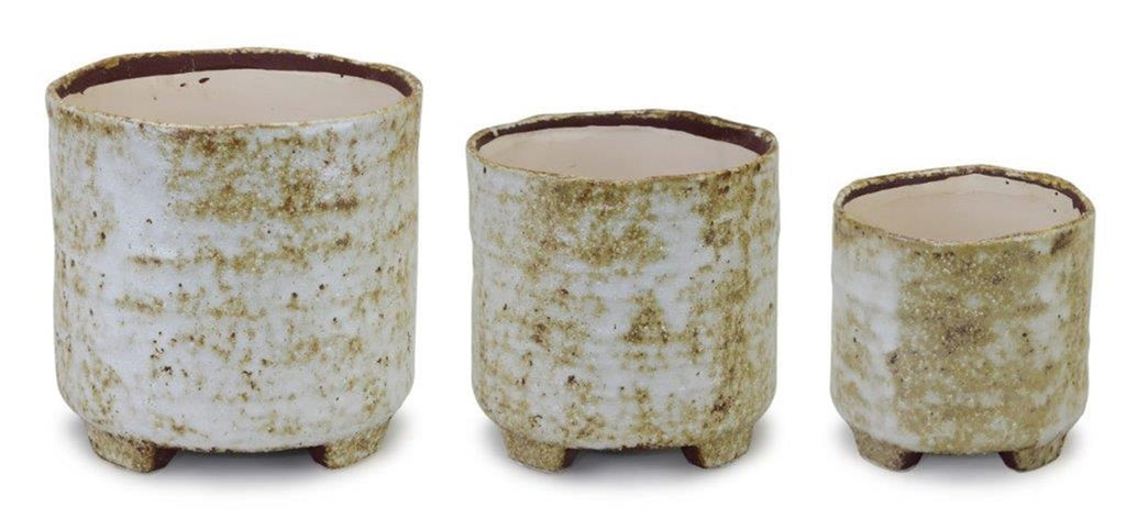 Footed Terracotta Pots (Set of 3)