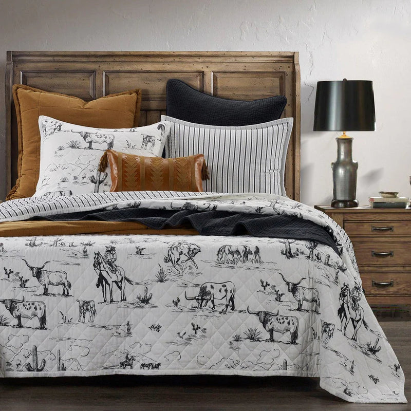 RANCH LIFE WESTERN TOILE REVERSIBLE QUILT SET