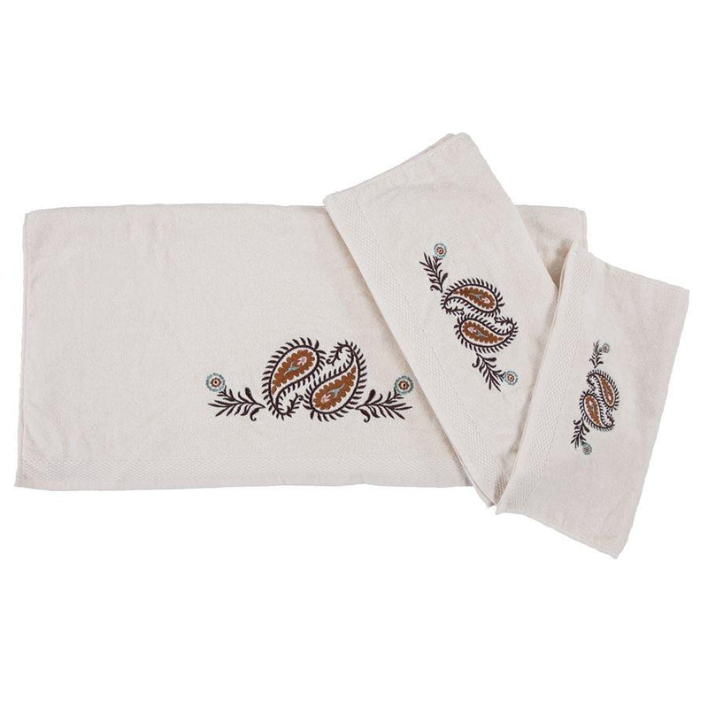 REBECCA PAISLEY 3PC BATH TOWEL SET, CREAM