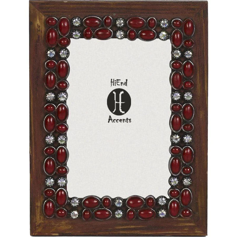 RED STONE WOODEN PICTURE FRAME