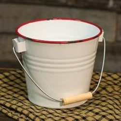 Red Rim Enamel Bucket