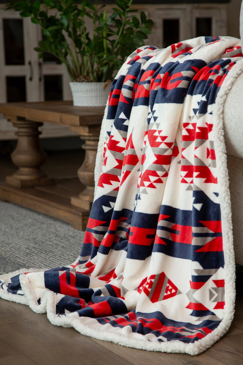 Red, White, and Blue Southwest Plush Throw