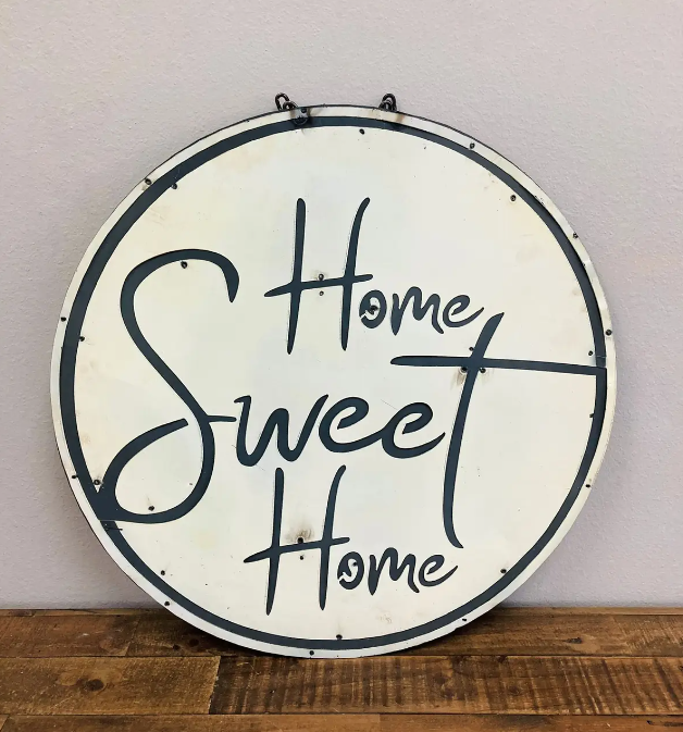 Round Metal Wall Sign, Home Sweet Home