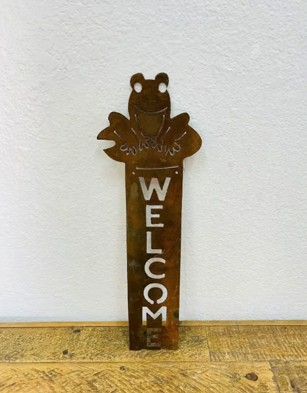 Rustic Metal Wall Sign, Frog