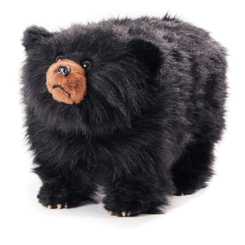 Shadow Shaggy Black Bear Foot Stool