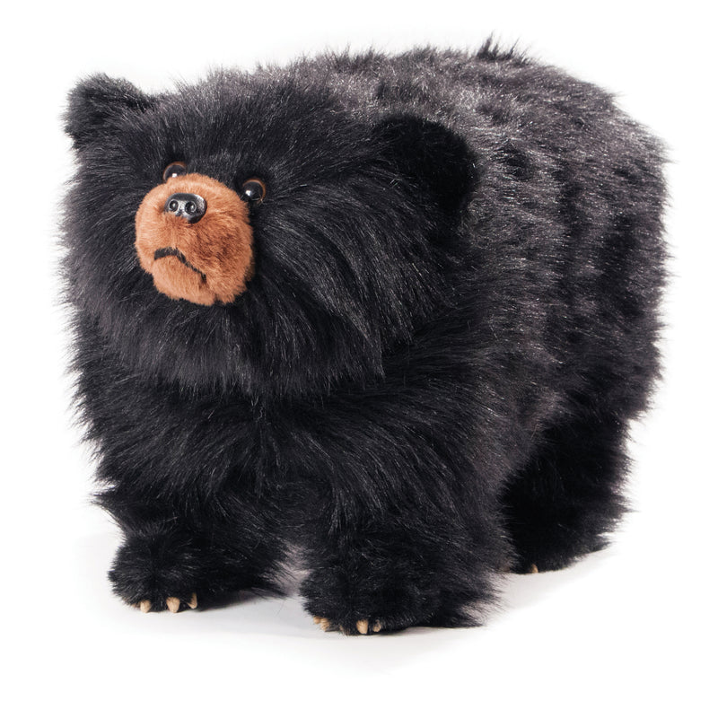 Shadow Shaggy Black Bear Foot Stool