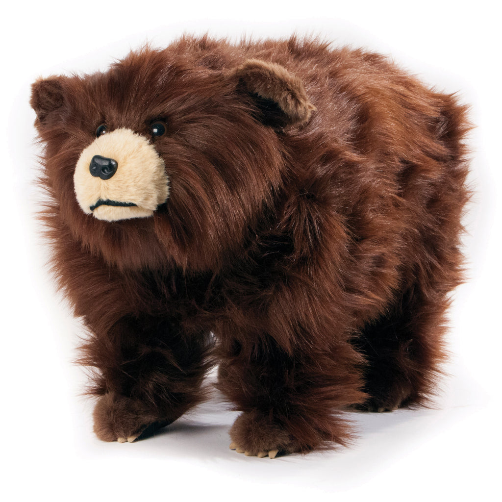 Griz Shaggy Brown Bear Foot Stool