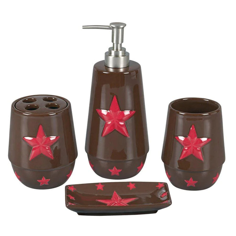 STAR RED 4PC BATH COUNTERTOP ACCESSSORY SET
