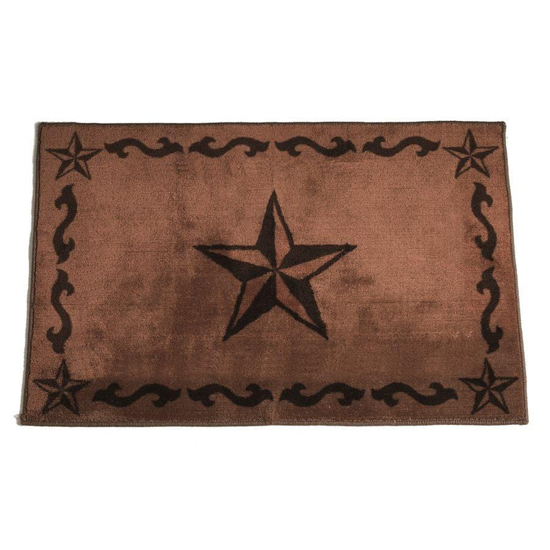 STAR W/ SCROLL MOTIF KITCHEN/BATH RUG - CHOCOLATE