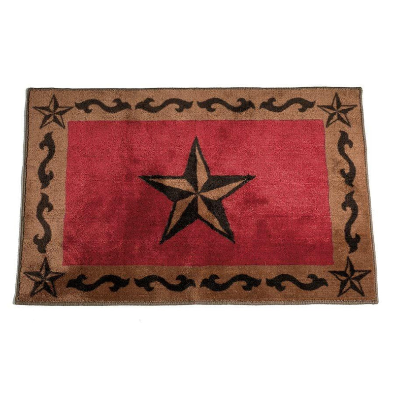 STAR W/ SCROLL MOTIF KITCHEN/BATH RUG - RED