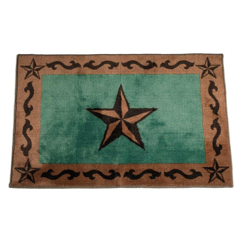 STAR W/ SCROLL MOTIF KITCHEN/BATH RUG - TURQUOISE