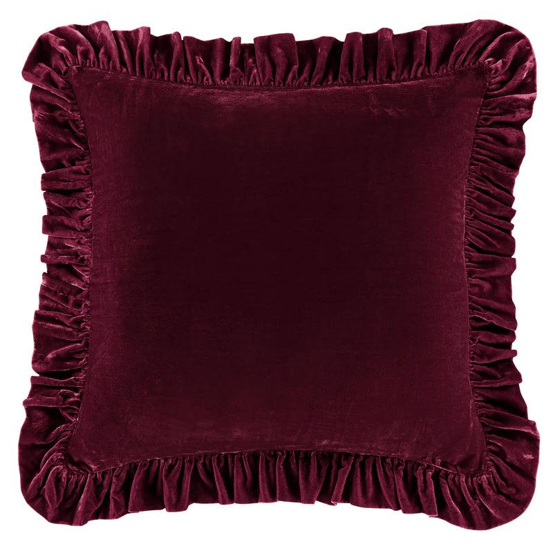STELLA FAUX SILK VELVET RUFFLED EURO SHAM