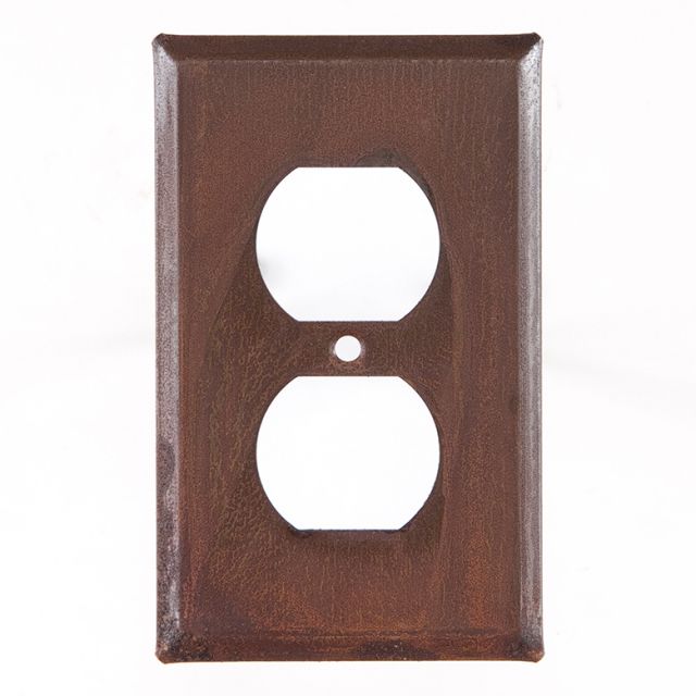 Single Outlet Cover Unpierced in Rustic Tin