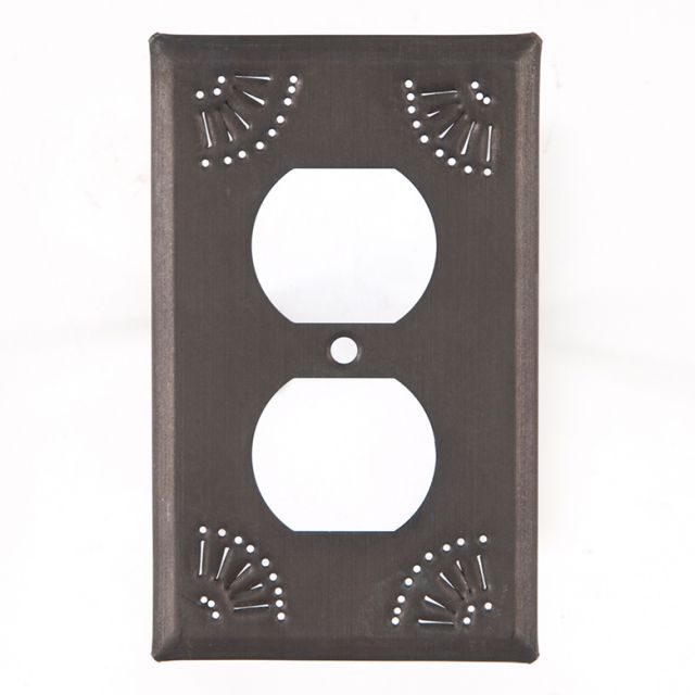 Single Outlet Cover with Chisel in Kettle Black