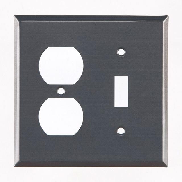 Single Outlet and Switch Unpierced Cover in Country Tin