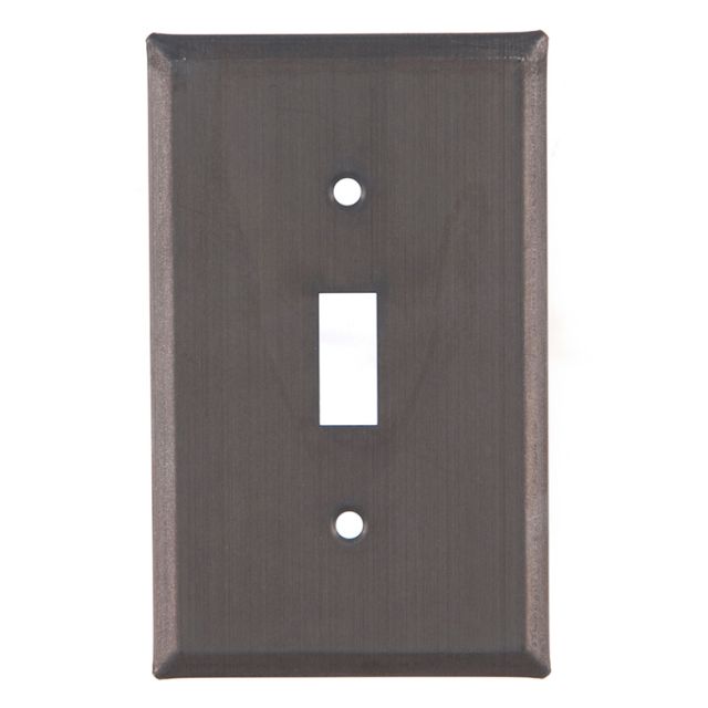 Single Switch Cover Unpierced in Blackened Tin