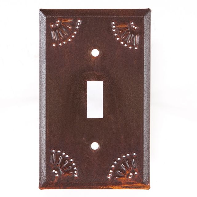 Single Switch Cover with Chisel in Rustic Tin