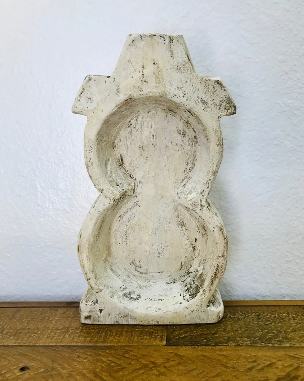 Snowman Wood Bowl White