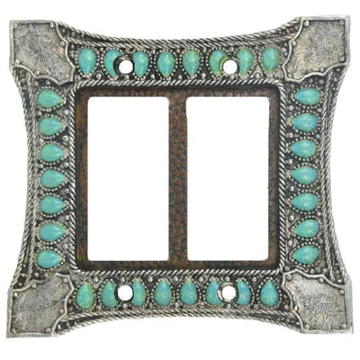 TURQUOISE DOUBLE ROCKER SWITCH WALL PLATE (4Pcs)