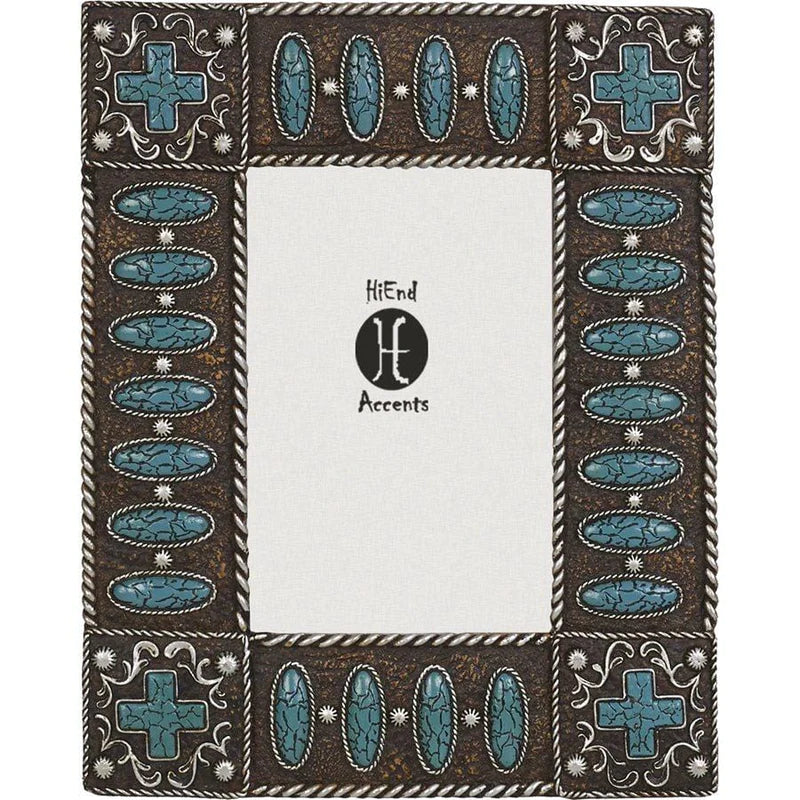 TURQUOISE STONES W/ CROSS PICTURE FRAME