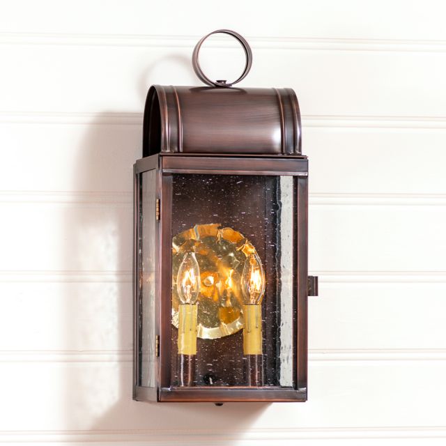 Town Lattice Outdoor Wall Light in Solid Antique Copper - 2 Light